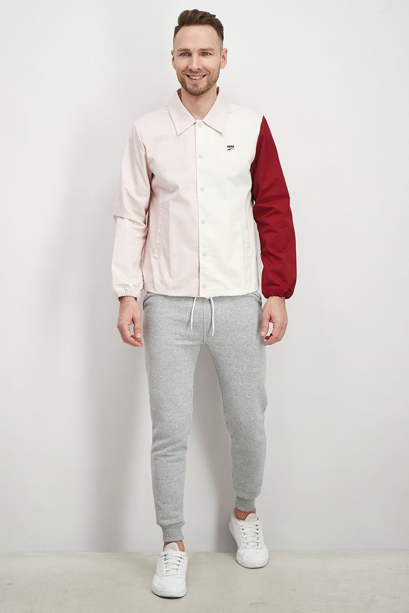 PUMA Men Sportwear Fit Long Sleeve Colorblock Coach Jacket, Pink Combo - Image 2